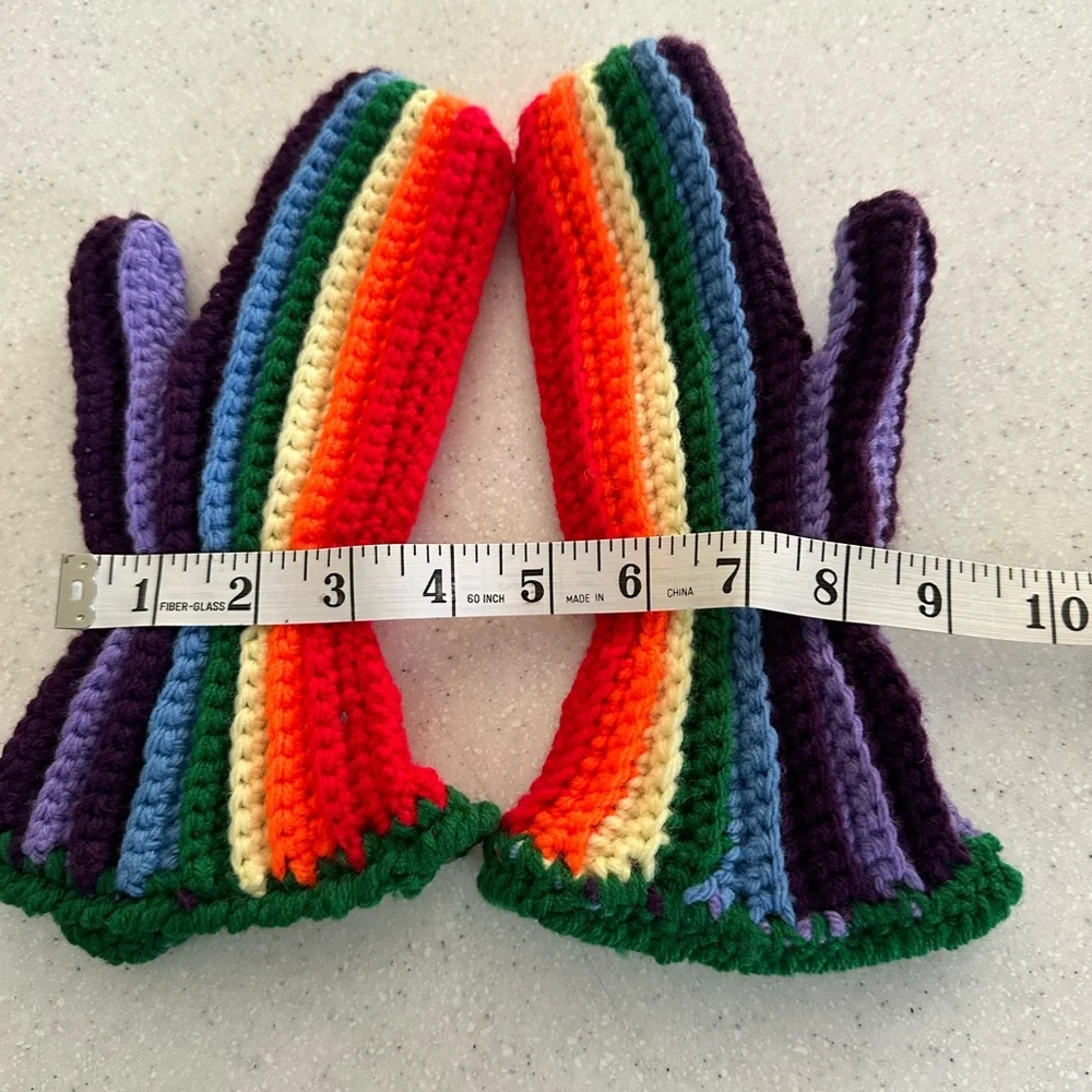 Handmade Crocheted Rainbow 🌈 Girl’s Mittens! So Cute! Outerwear. Multicolored